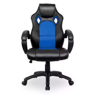 chaise gaming bleu racer simil cuir accoudoirs fixes 3