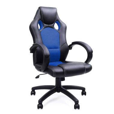 chaise gaming bleu racer simil cuir accoudoirs fixes 1