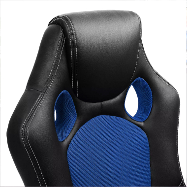 chaise gaming bleu racer simil cuir accoudoirs fixes 6