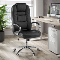 Fauteuil de bureau Adana, très résistant jusqu’à 130 kg, accoudoirs chromés