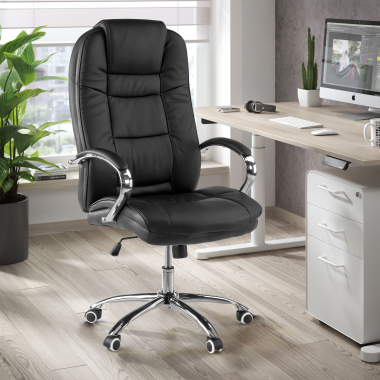 fauteuil de bureau noir adana simil cuir accoudoirs rembourres 2