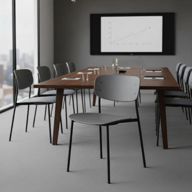 chaise de conference gris 4 pattes plastique sans accoudoirs 2