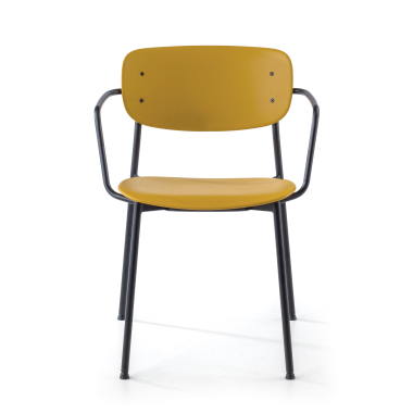 chaise de conference jaune avec bras plastique accoudoirs fixes 3