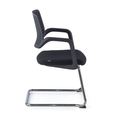 chaise de conference noir chaise confidente tissu accoudoirs fixes 3