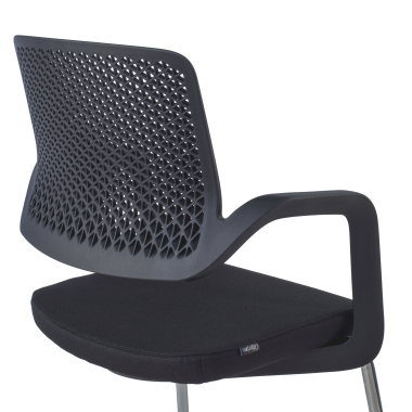 chaise de conference noir chaise confidente tissu accoudoirs fixes 4