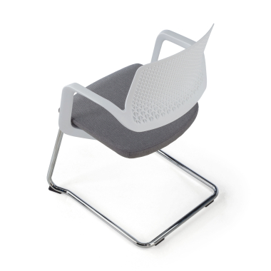 chaise de conference blanc gris chaise confidente tissu accoudoirs fixes 9