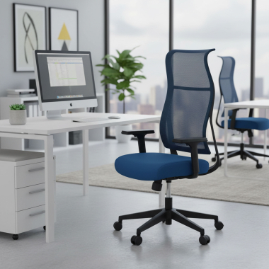 chaise ergonomique bleu stay maille accoudoirs mobiles 2
