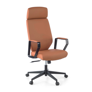 fauteuil de bureau marron saranto simil cuir accoudoirs fixes 1