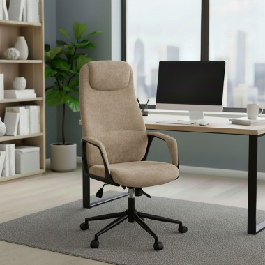 fauteuil de bureau beige denmark tissu accoudoirs rembourres appui tete 2