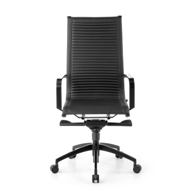 fauteuil de bureau noir structure noire similicuir simil cuir accoudoirs fixes 3