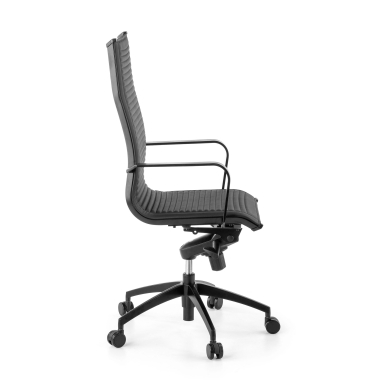 fauteuil de bureau noir structure noire similicuir simil cuir accoudoirs fixes 6