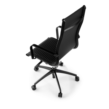 fauteuil de bureau noir structure noire similicuir simil cuir accoudoirs fixes 9