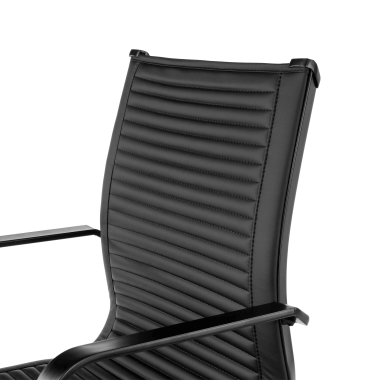 fauteuil de bureau noir structure noire similicuir simil cuir accoudoirs fixes 4