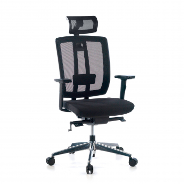 chaise ergonomique noir avec appui tete tapisse maille accoudoirs mobiles soutien lombaire appui tete 1