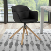Chaise Scandinave Ores, Pieds en Bois, pivotante, en Cuir