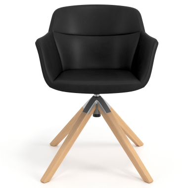 chaise scandinave noir giratoire en bois simil cuir accoudoirs rembourres 4