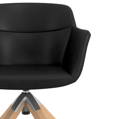 chaise scandinave noir giratoire en bois simil cuir accoudoirs rembourres 5