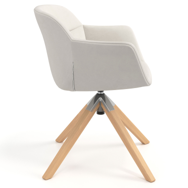 chaise scandinave blanc giratoire en bois simil cuir accoudoirs rembourres 3