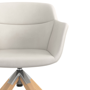 chaise scandinave blanc giratoire en bois simil cuir accoudoirs rembourres 5