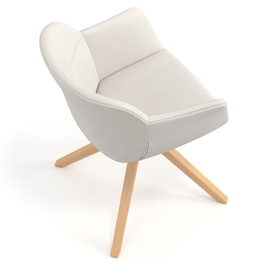 chaise scandinave blanc giratoire en bois simil cuir accoudoirs rembourres 7
