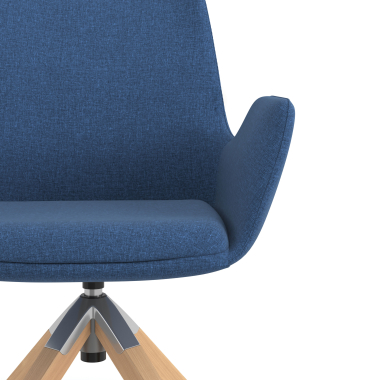 chaise scandinave bleu giratoire en bois tissu accoudoirs rembourres 5