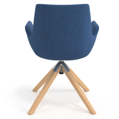 chaise scandinave bleu giratoire en bois tissu accoudoirs rembourres 6