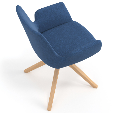 chaise scandinave bleu giratoire en bois tissu accoudoirs rembourres 7