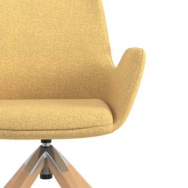 chaise scandinave jaune giratoire en bois tissu accoudoirs rembourres 5