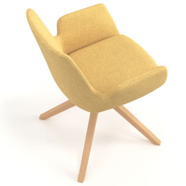 chaise scandinave jaune giratoire en bois tissu accoudoirs rembourres 7