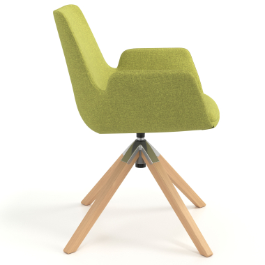 chaise scandinave vert giratoire en bois tissu accoudoirs rembourres 3