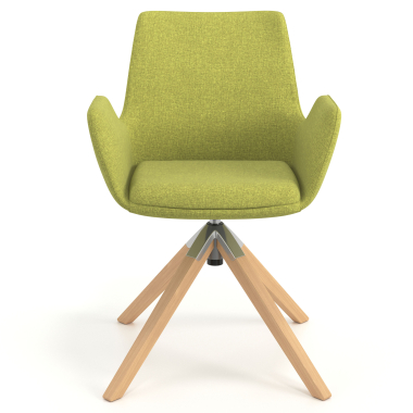 chaise scandinave vert giratoire en bois tissu accoudoirs rembourres 4