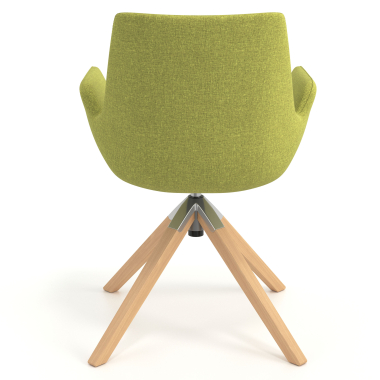 chaise scandinave vert giratoire en bois tissu accoudoirs rembourres 6