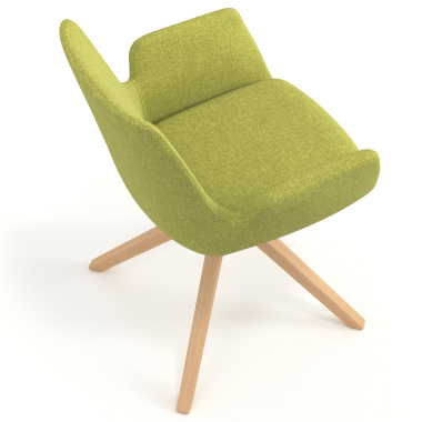 chaise scandinave vert giratoire en bois tissu accoudoirs rembourres 7