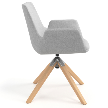 chaise scandinave gris giratoire en bois tissu accoudoirs rembourres 3