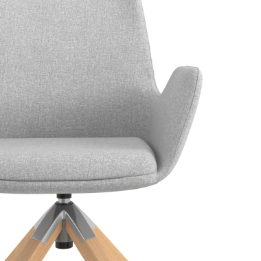 chaise scandinave gris giratoire en bois tissu accoudoirs rembourres 5