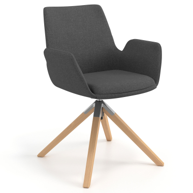 chaise scandinave anthracite giratoire en bois tissu accoudoirs rembourres 1