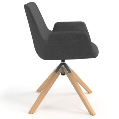 chaise scandinave anthracite giratoire en bois tissu accoudoirs rembourres 3