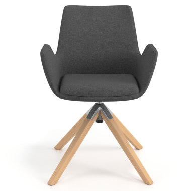 chaise scandinave anthracite giratoire en bois tissu accoudoirs rembourres 4