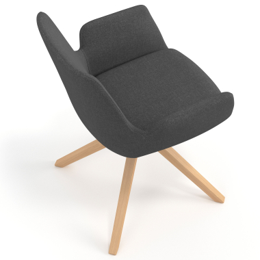 chaise scandinave anthracite giratoire en bois tissu accoudoirs rembourres 7