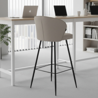 Tabouret rembourré Martina, pieds en acier avec repose-pieds