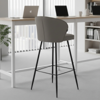 Tabouret rembourré Martina, pieds en acier avec repose-pieds