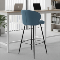 Tabouret rembourré Martina, pieds en acier avec repose-pieds