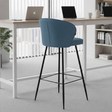 tabouret de bureau bleu martina tissu accoudoirs rembourres 2