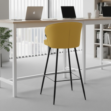 tabouret de bureau jaune martina tissu accoudoirs rembourres 2