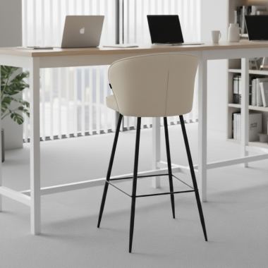 tabouret de bureau beige martina tissu accoudoirs rembourres 2