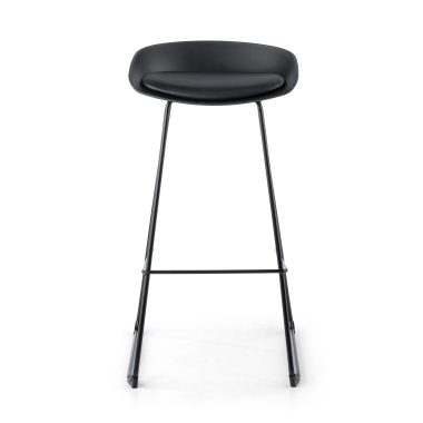 tabouret de bureau noir tabouret pietement luge en metal simil cuir sans accoudoirs 3