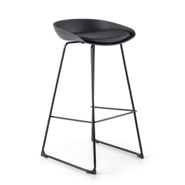 tabouret de bureau noir tabouret pietement luge en metal simil cuir sans accoudoirs 1