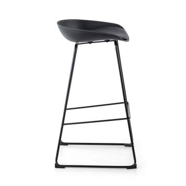 tabouret de bureau noir tabouret pietement luge en metal simil cuir sans accoudoirs 4