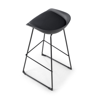tabouret de bureau noir tabouret pietement luge en metal simil cuir sans accoudoirs 6