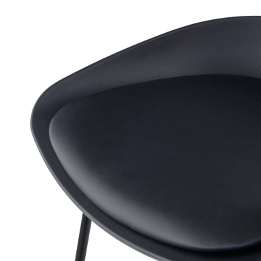tabouret de bureau noir tabouret pietement luge en metal simil cuir sans accoudoirs 5